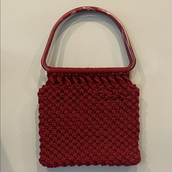 Handmade Handbags - Retro burgundy  Red Handwoven Bag like new not used